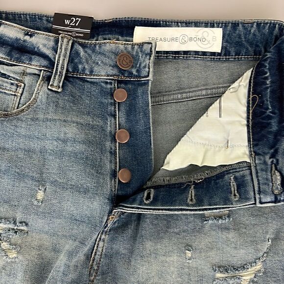 NWOT Treasure & Bond Foster Boyfriend High Rise Distressed Jean Short Size 27 - Picture 6 of 9